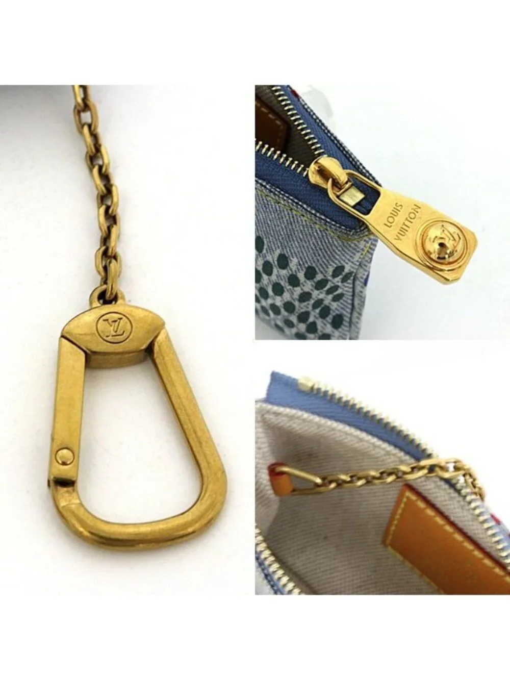 Louis Vuitton Pochette Cles Key Case Blue Key Holder